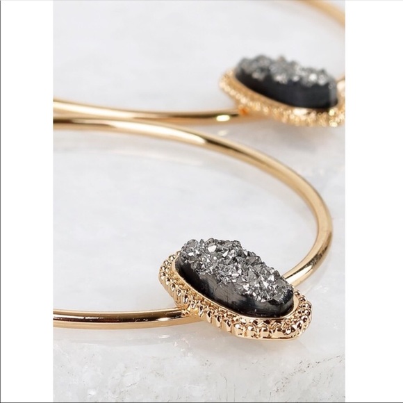 Druzy Circle Hoop Earrings - Picture 2 of 2